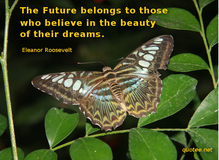 The future belongs to those who believe in the beauty of their dreams - quote Eleanor Roosevelt